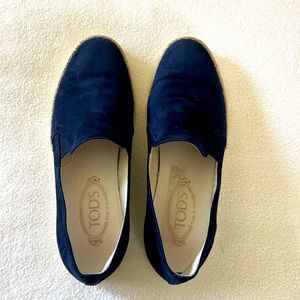 Tods dark blue suede espadrilles